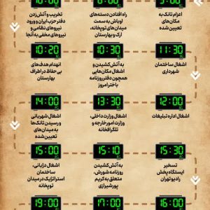 اینفوگرافیک ساعت شمار کودتای ۲۸ مرداد | اقدامات برای پیروزی کودتای ۲۹ مرداد